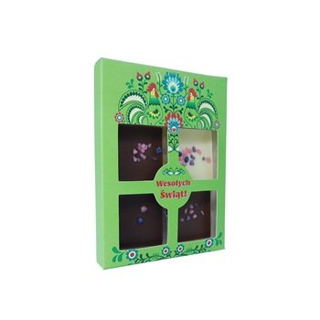 Czekolada z kwiatami 30g - Folk Wielkanoc, green