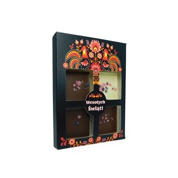 Czekolada z kwiatami 30g - Folk Wielkanoc, black