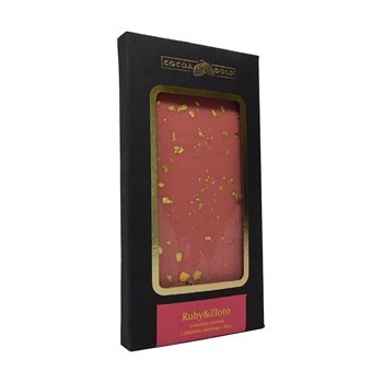 Czekolada RUBY z płatkami  jadalnego złota 100g