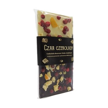 Czekolada deserowa i biała z czerwoną porzeczką i pomarańczą 110g
