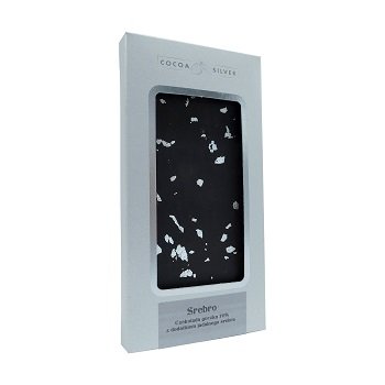 Czekolada Silver Gloss gorzka z płatkami jadalnego srebra 100g